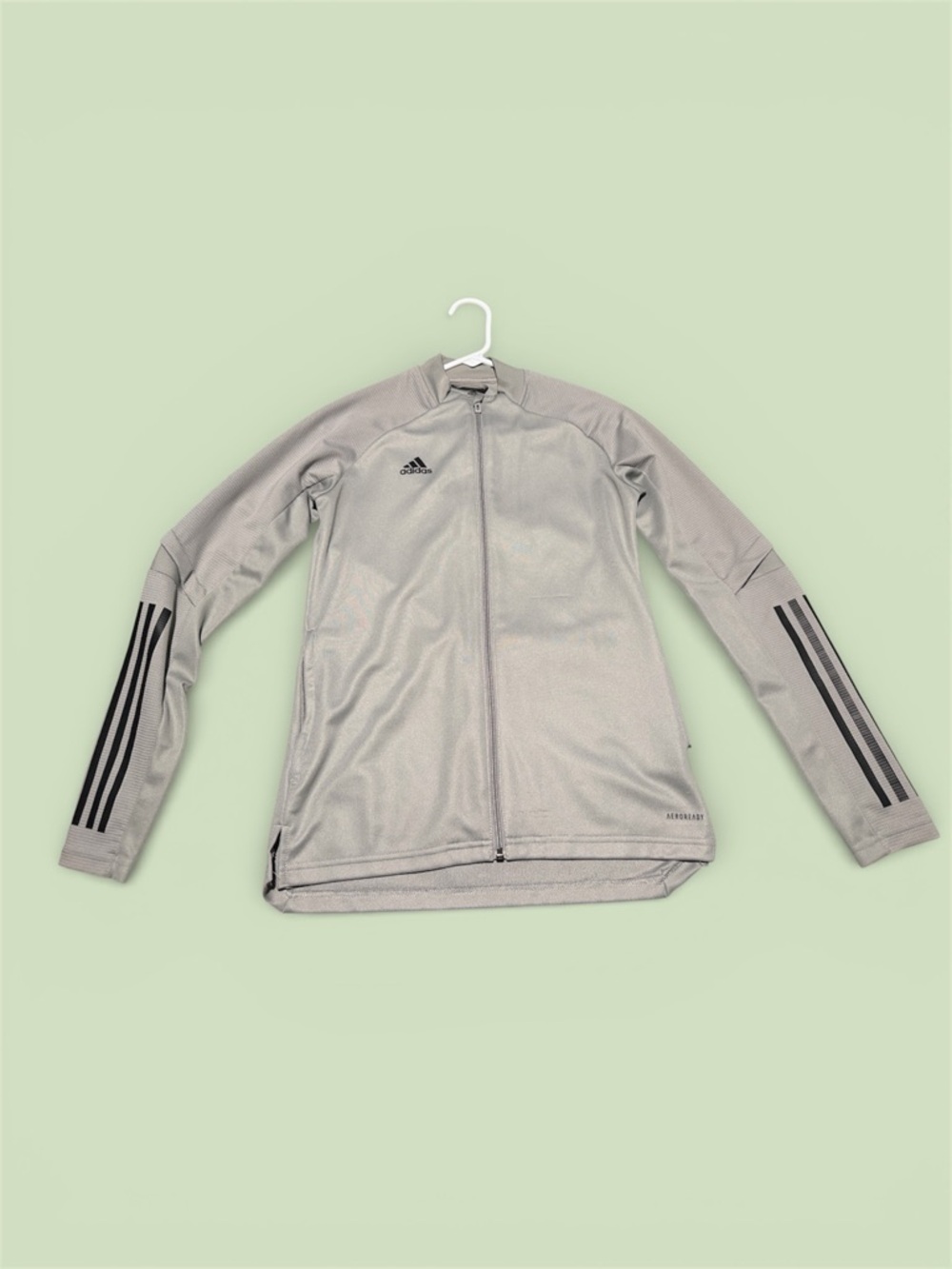 adidas Gray Full-Zip Training Jacket with Black Stripes
